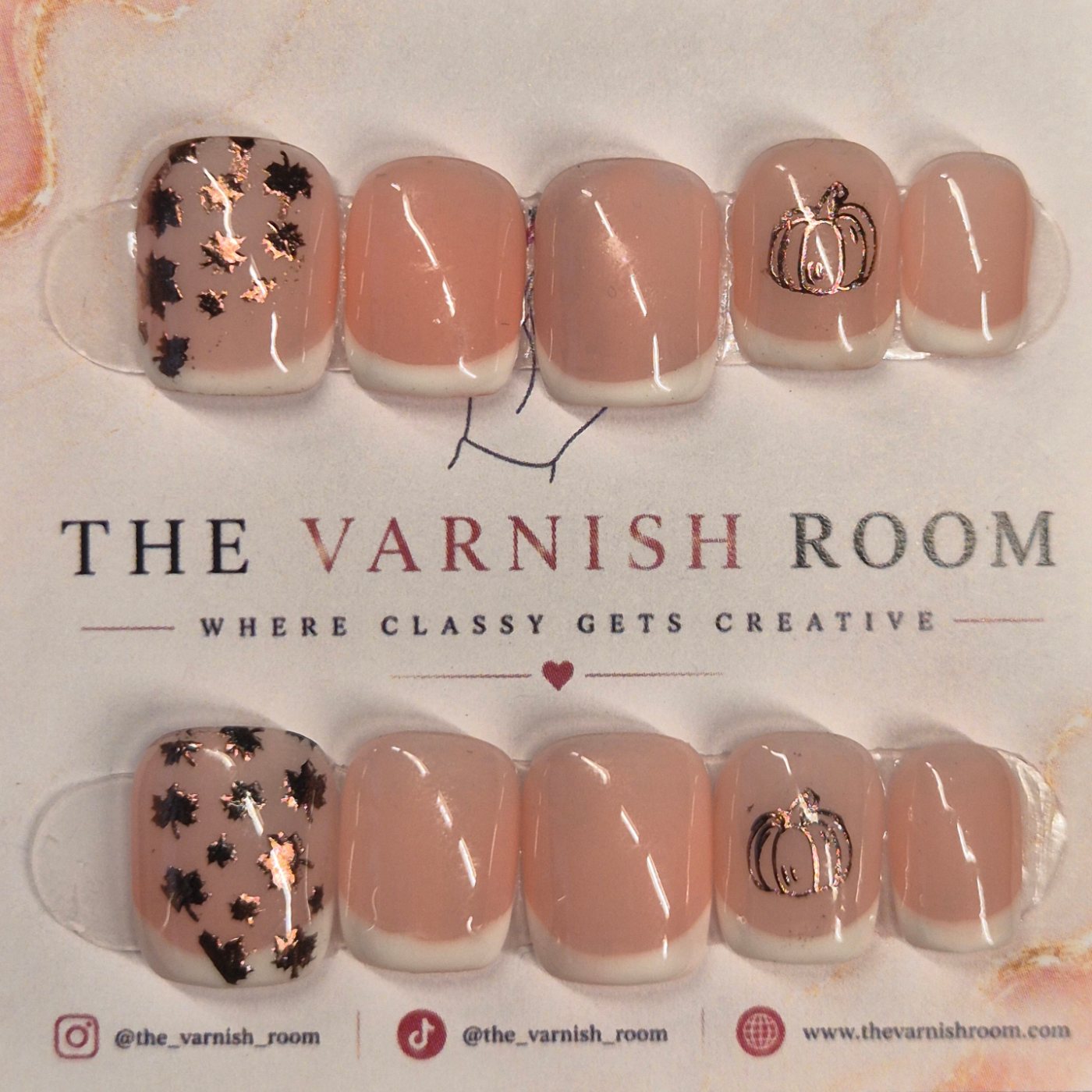 Autumn Harvest French Tips — hand-painted press-on nail set by The Varnish Room
