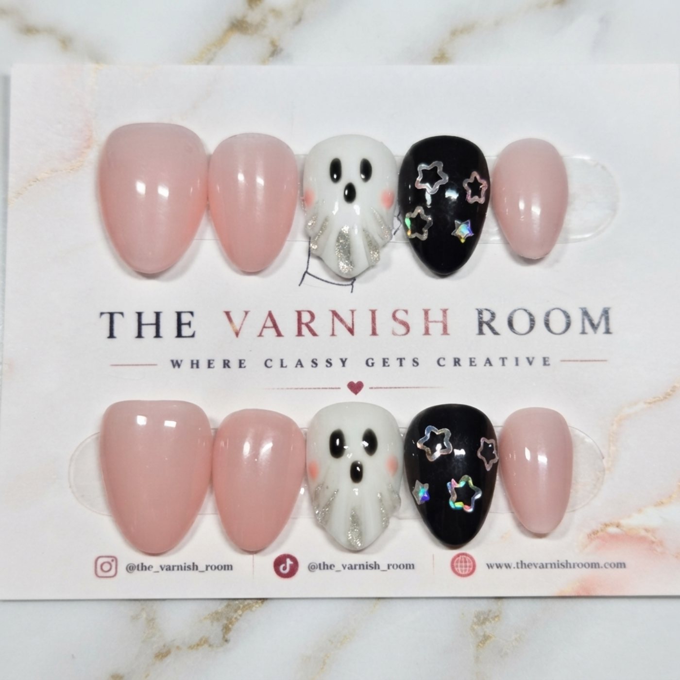 Peak-a-Boo — hand-painted press-on nail set by The Varnish Room
