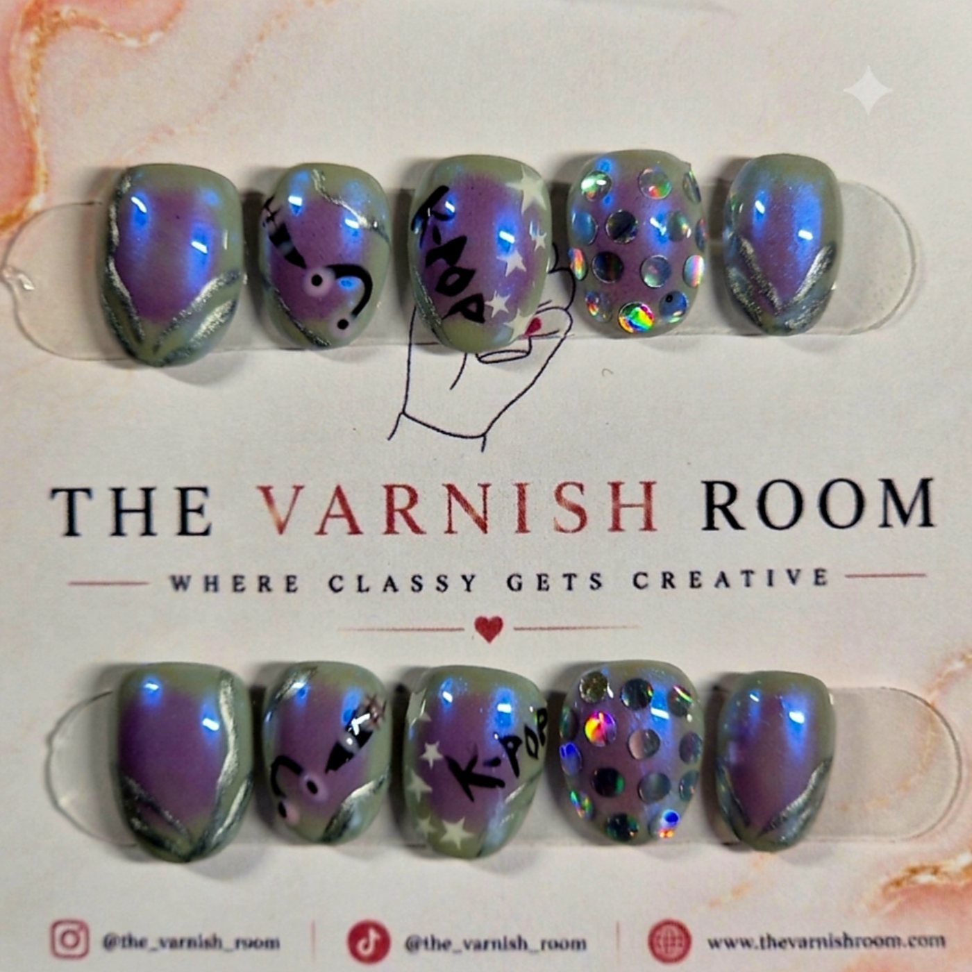 K-Pop Cosmic Aura — hand-painted press-on nail set by The Varnish Room