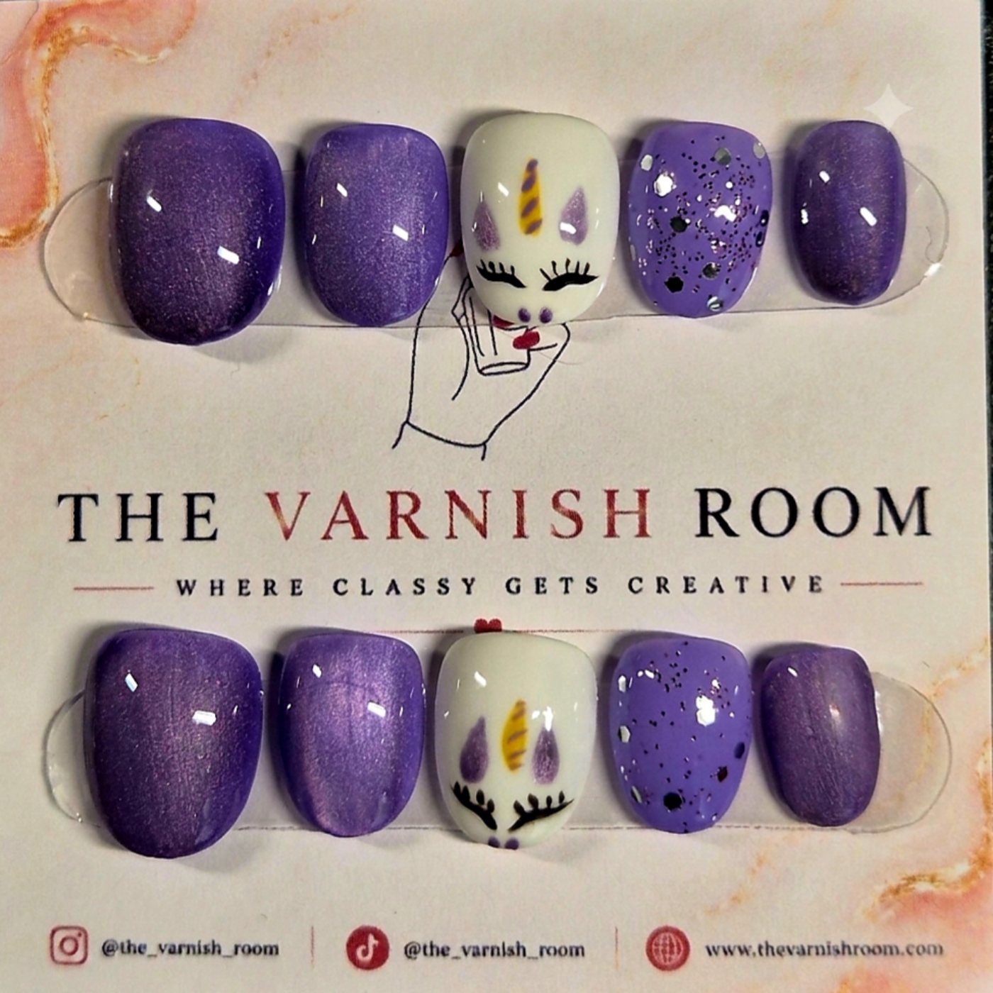 Magical Unicorn — hand-painted press-on nail set by The Varnish Room