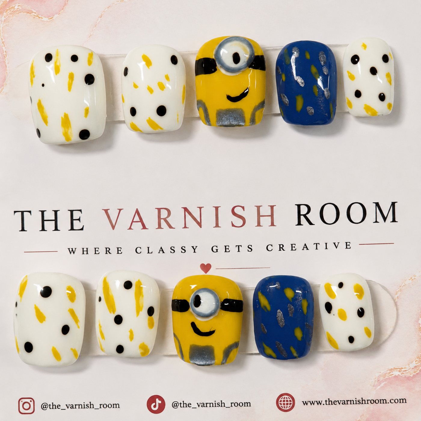 Minions Inspired — hand-painted press-on nail set by The Varnish Room