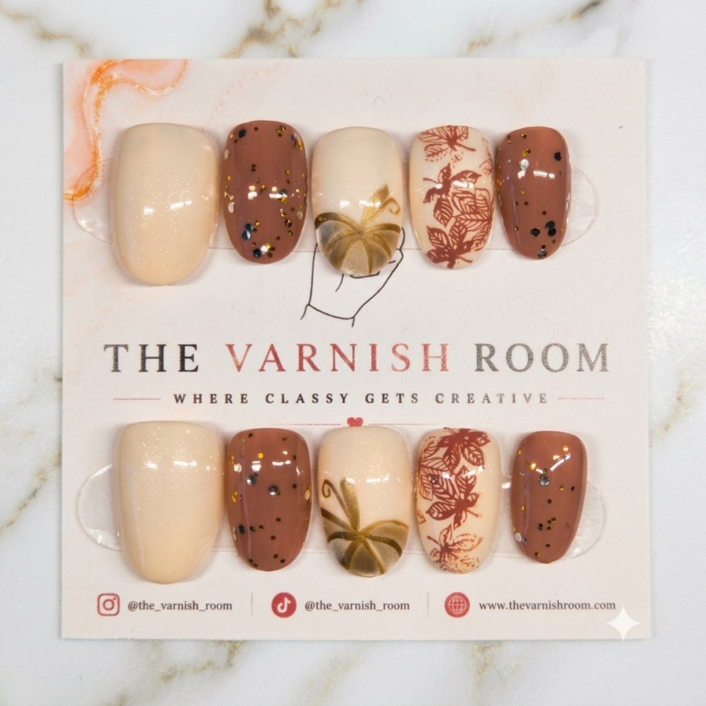 Autumn Harvest — hand-painted press-on nail set by The Varnish Room