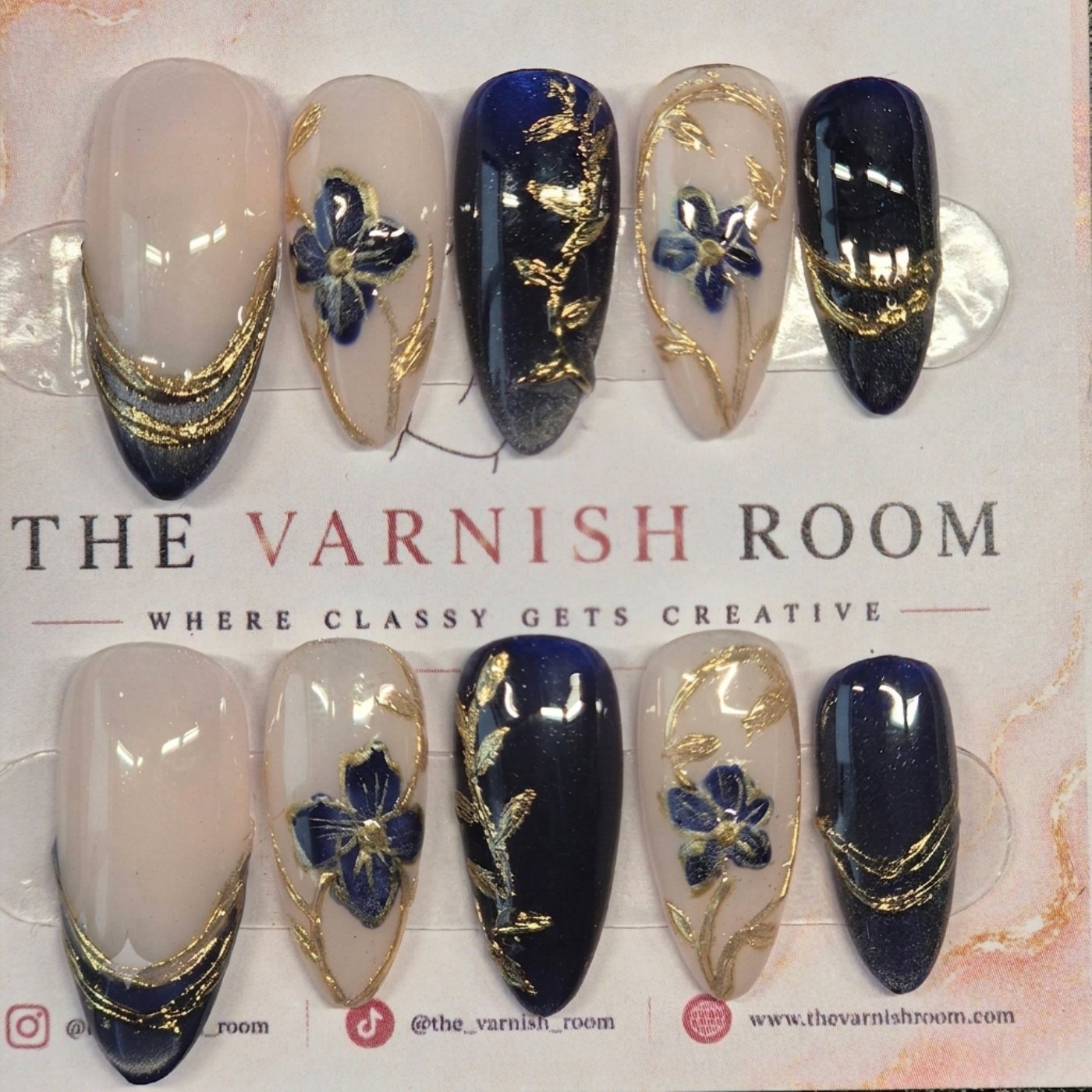Midnight Opulence — hand-painted press-on nail set by The Varnish Room